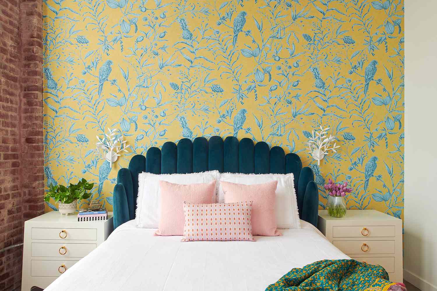 Bedroom wallpaper installation
